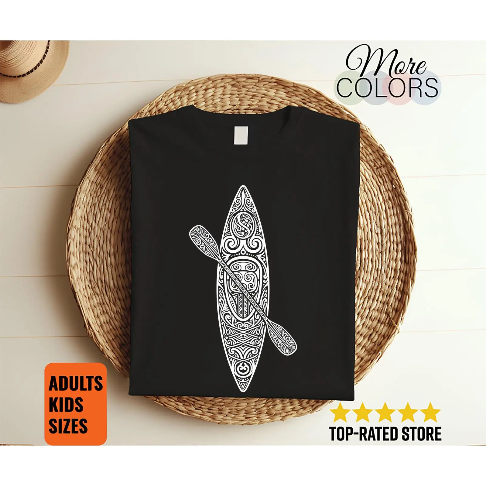Outdoor Adventure Ideas - Tribal-Kajak-Kanu-T-Shirt Paddel-Abenteuer Fluss-See-Outdoor-Bootfahren-Bekleidung Idee Vintage Gewaschene